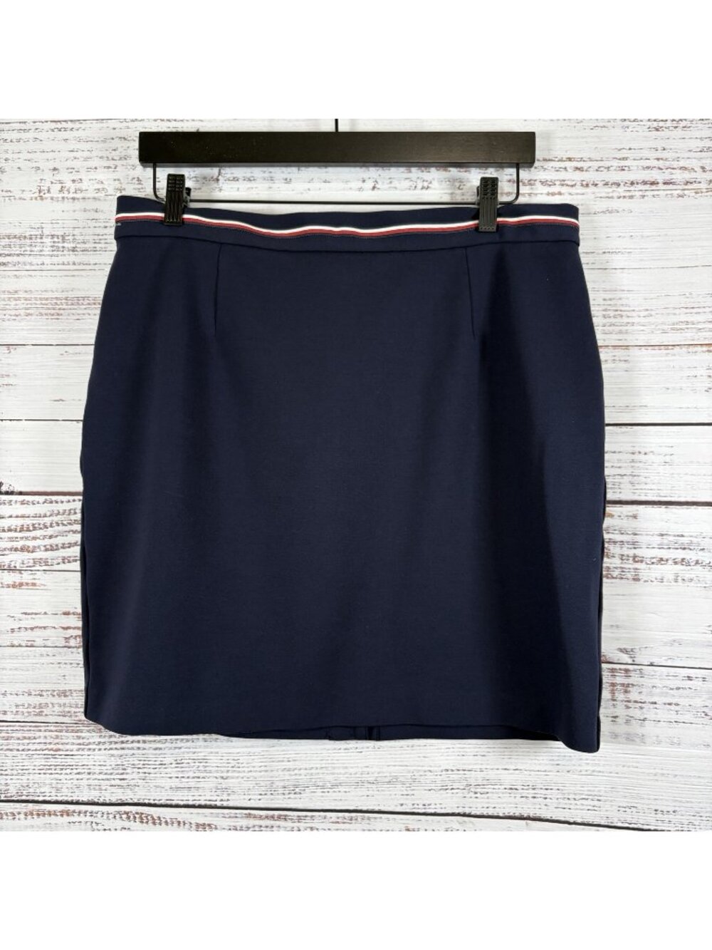 Tommy Hilfiger Navy Blue Flex Red White Stripes Pencil Skirt